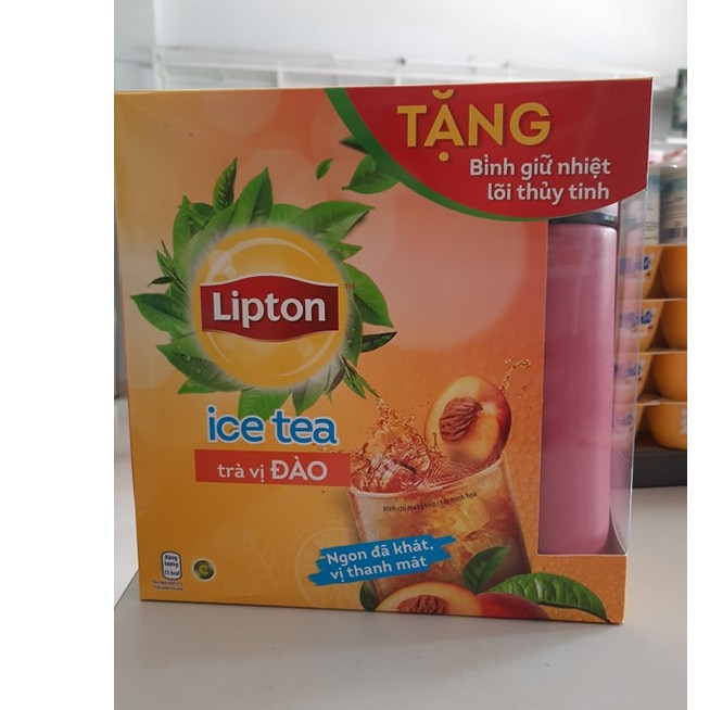 Trà đào Lipton Ice Tea Hộp 224g (14g x 16 gói) [Bộ 2 hộp: tặng bình giữ nhiệt]