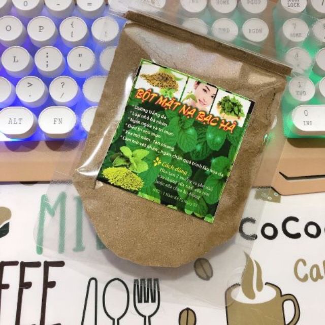 Bột lá bạc hà - trắng da, mụn & giảm sưng, mụn handmade 100gr(tặng kem thìa trộn)