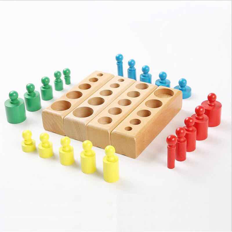 (Đồ Chơi Gỗ Kèm Ảnh Thật) Set 4 bộ núm trụ Montessori