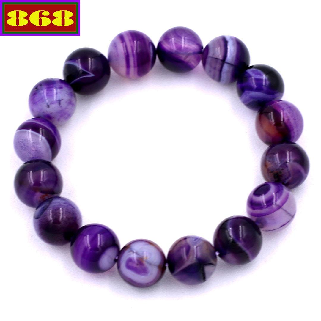 Chuỗi tay thạch anh tím sọc 12 ly - Vòng tay đá phong thủy - Hợp mệnh Hỏa, Thổ