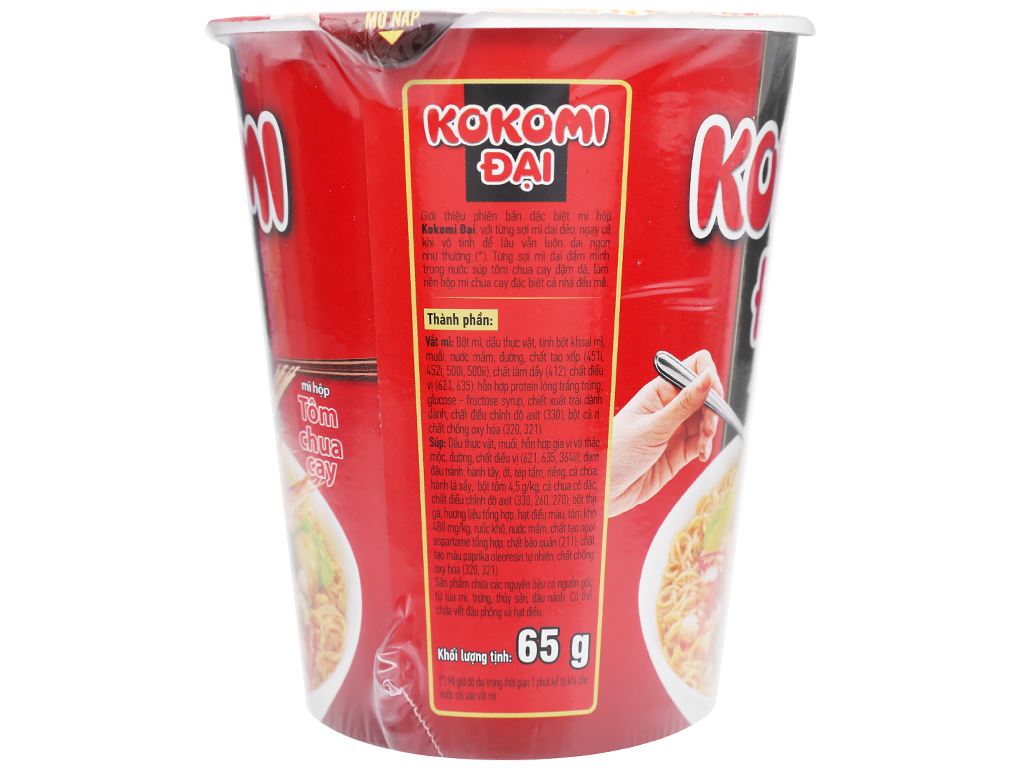 Thùng 24 ly mì Kokomi Đại tôm chua cay 65g