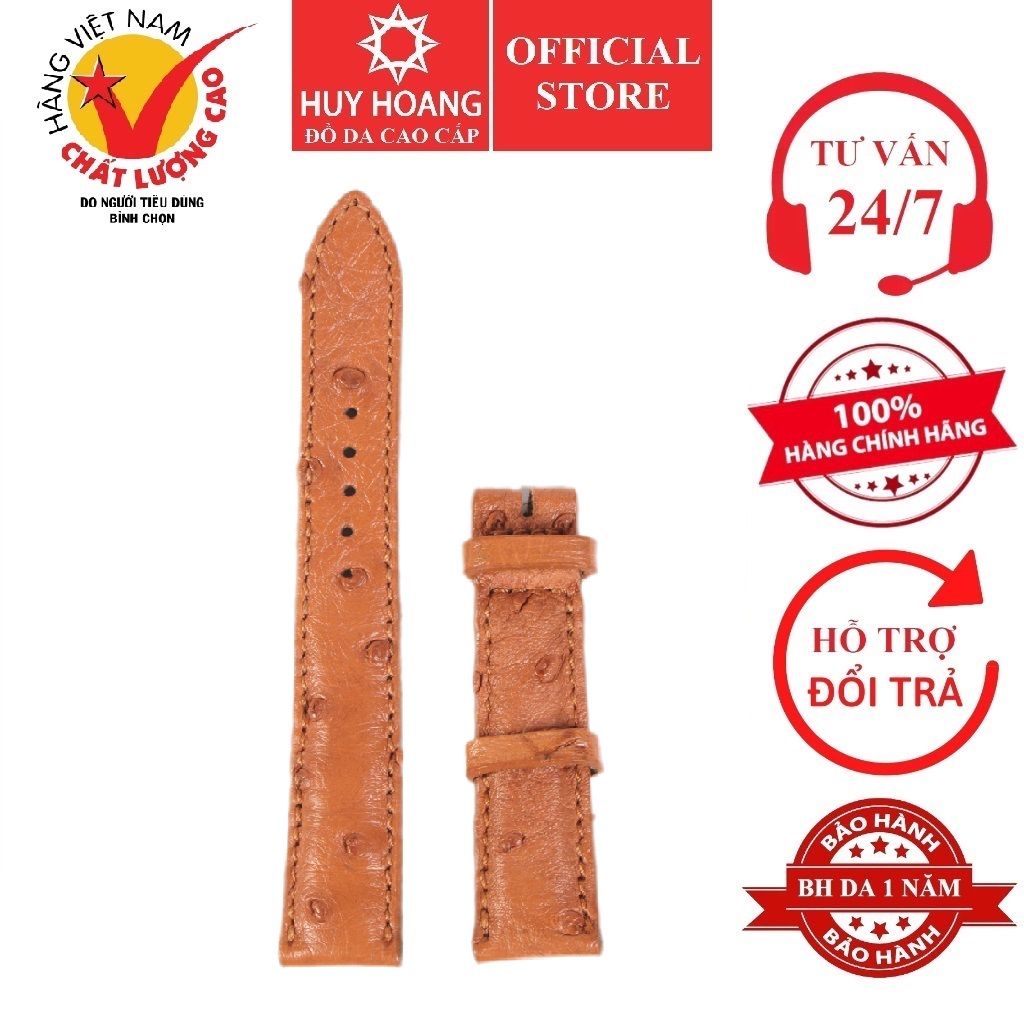 HH8438-watch chain splendid ostrich skin leather belly size 16, 18, 20 red Brown