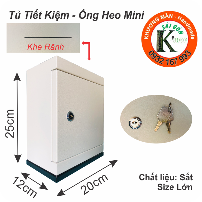 LOẠI 1 - Tủ Tiết Kiệm KHÓA CHÌA (Màu Trắng Kem SIZE LỚN)