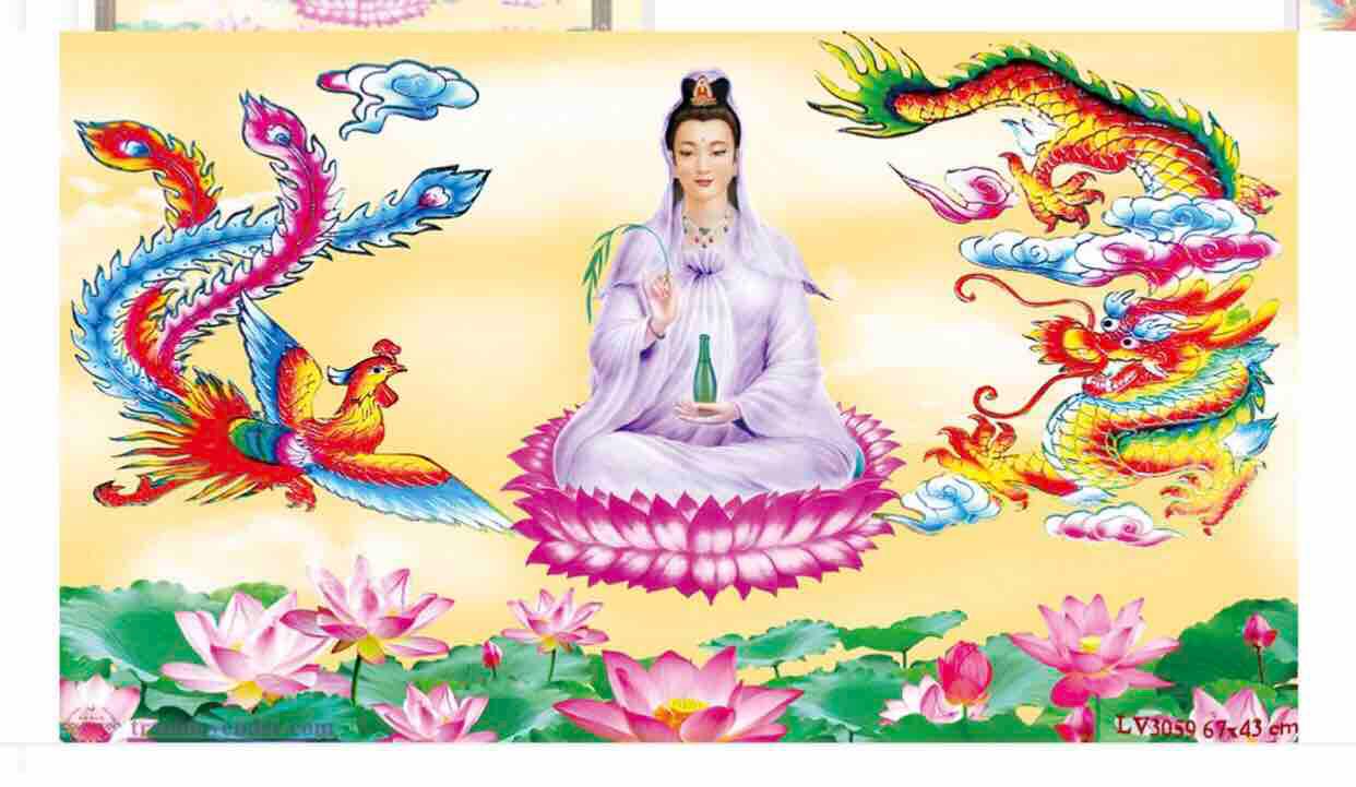 [HCM]Tranh thêu phật quan âm kt 67x43 cm