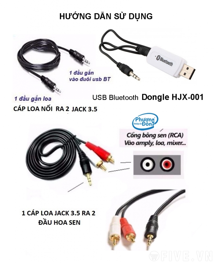 [HCM]Thiết bị kết nối âm thanh Usb Bluetooth HJX-001