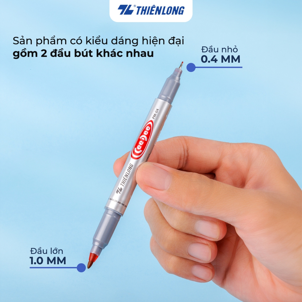 (1 Cây) Bút lông dầu 2 đầu nhỏ Thiên Long PM-04