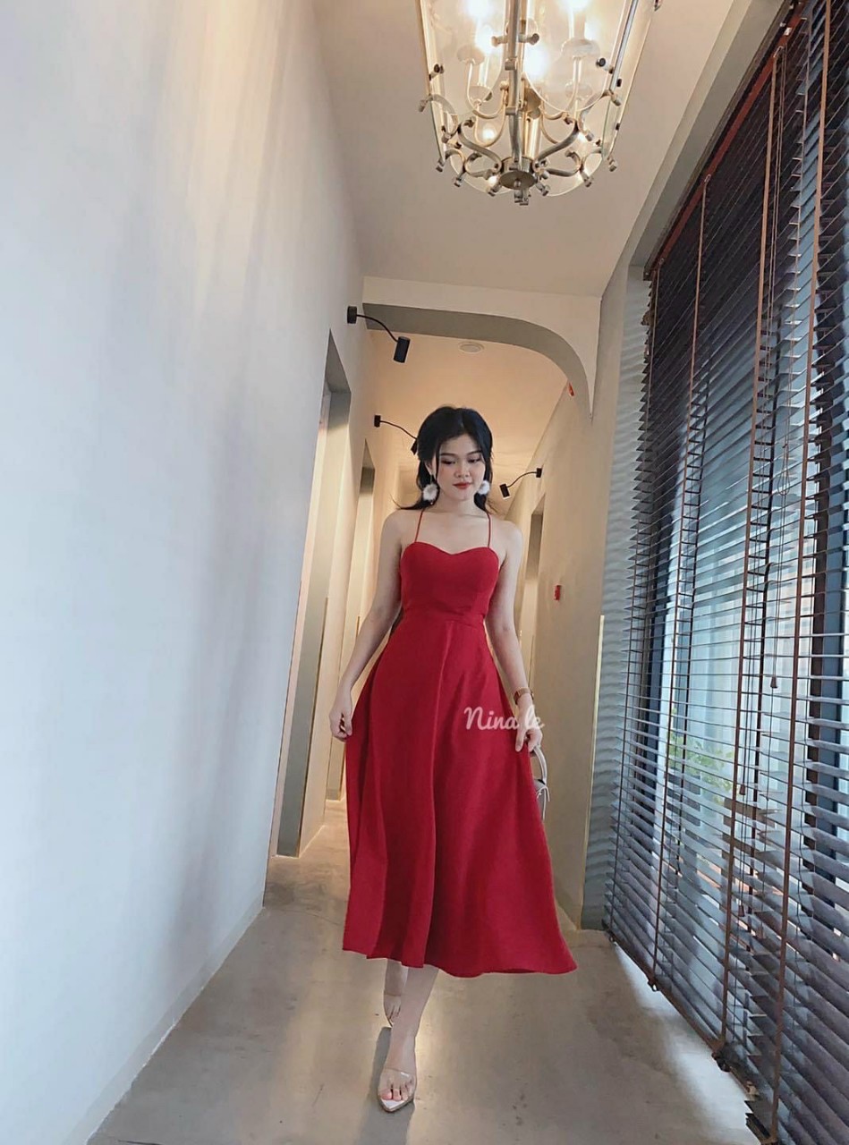 Đầm maxi 2 dây cúp ngực đan dây lưng #dammaxi2dây