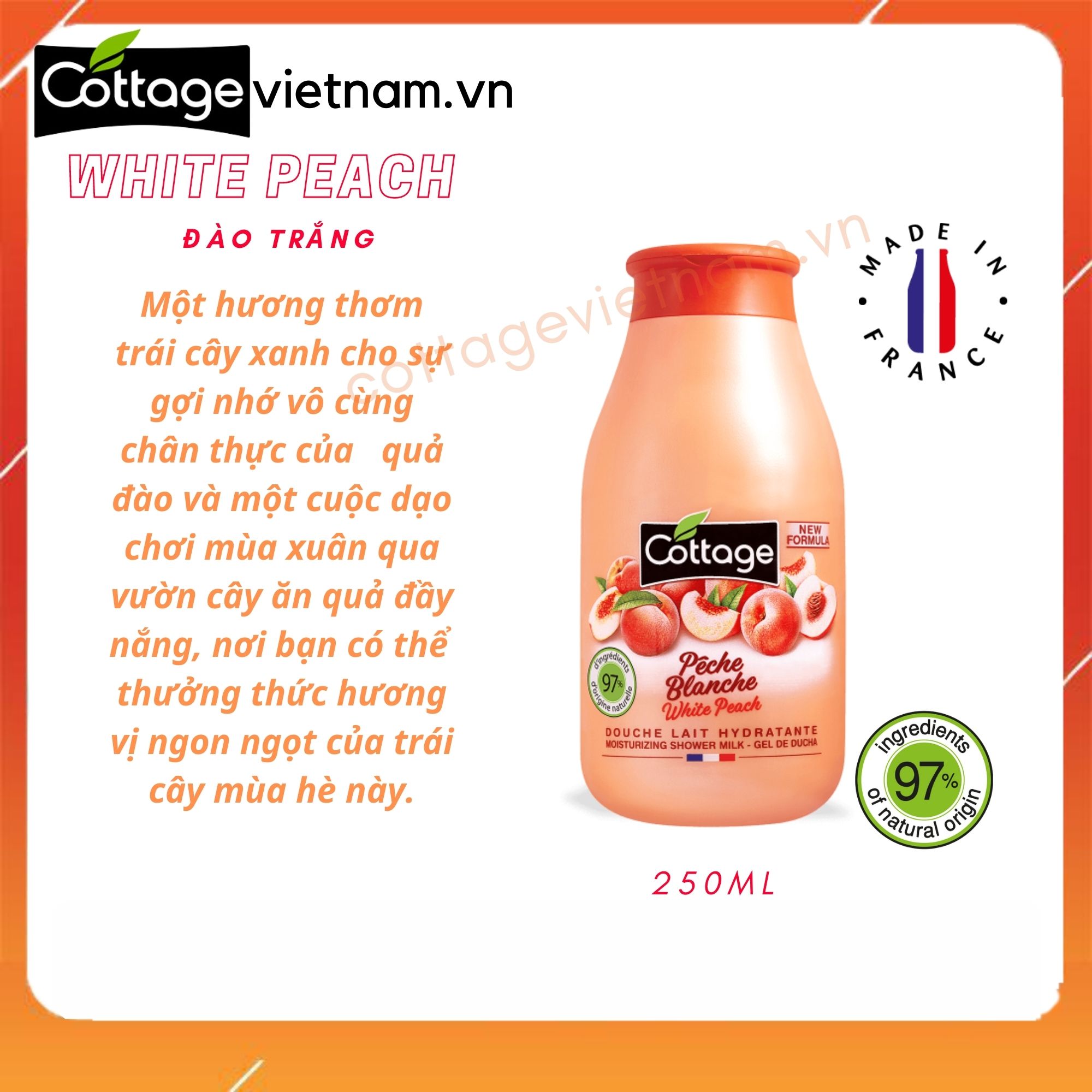 [Chai nhỏ 250ml-Đủ mùi]-Sữa tắm Cottage chính hãng của Pháp