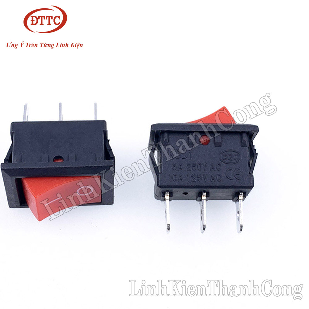 Công Tắc KCD1 3P 6A 250V Đen, Đỏ