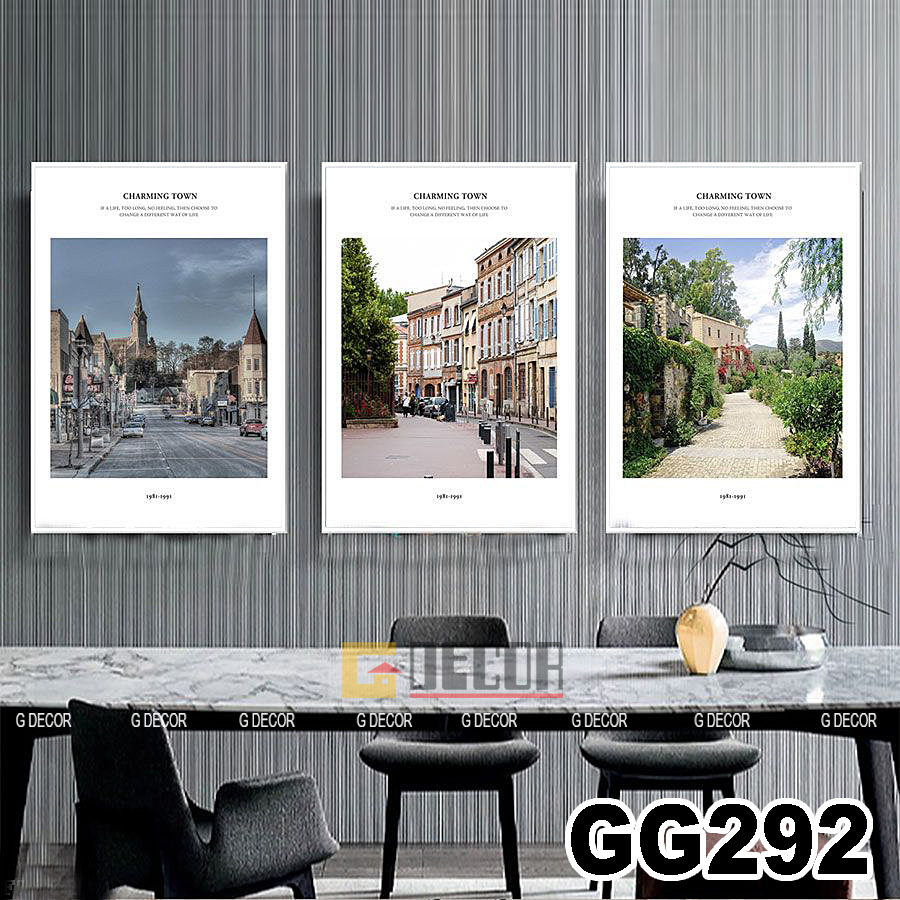 Tranh treo tường canvas khung gỗ 3 bức phong cách hiện đại Bắc Âu tranh lá cây nhiệt đới trang trí phòng khách phòng ngủ phòng ăn 292
