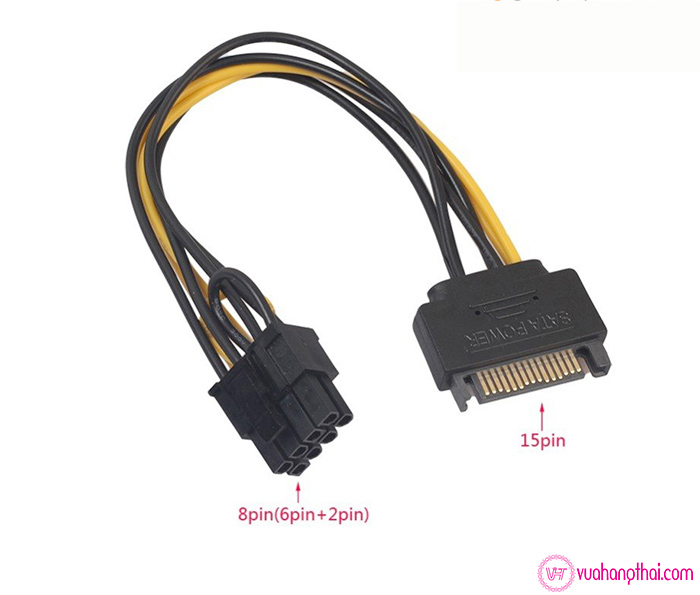 [HCM]Cáp chuyển đổi nguồn SATA 15pin sang 8pin VGA ( 6Pin + 2 Pin)
