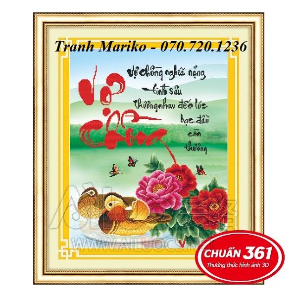 [HCM]Tranh thêu VỢ CHỒNG ĐÔI UYÊN ƯƠNG   Vợ chồng nghĩa nặng tình sâu thương nha đến lúc bạc đầu còn thương 53291 kích thước 52 x 63cm