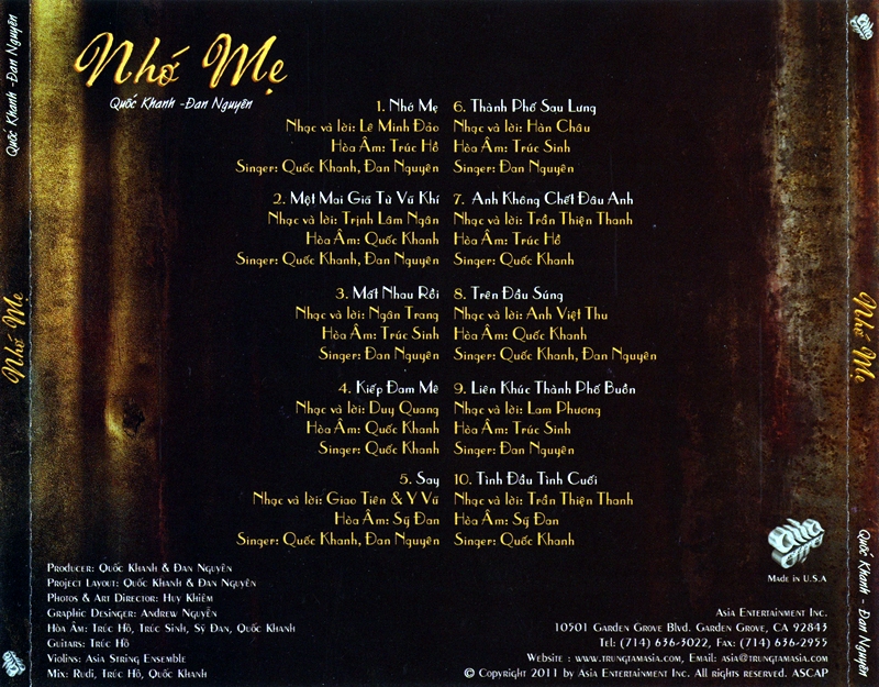 [MDX] ĐĨA CD ĐAN NGUYÊN QUỐC KHANH - CD NHỚ MẸ