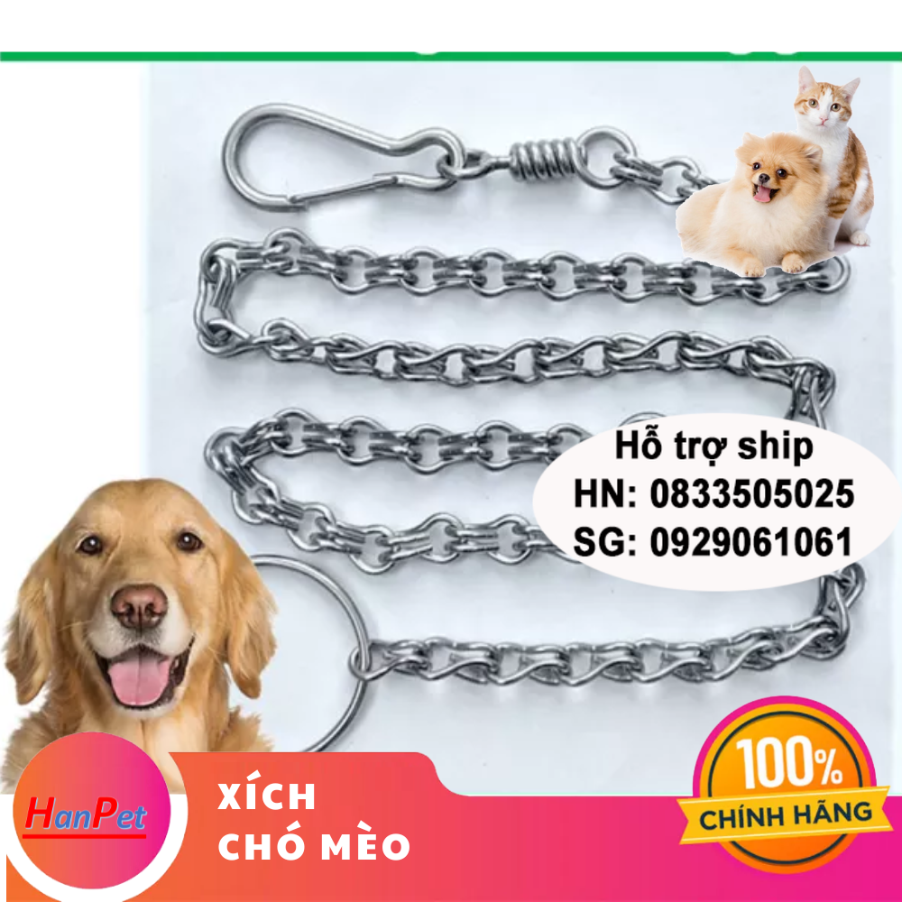 Hanpet - 4 size) Xích chó inox có chống xoắn dùng để xích mèo hoặc xích chó lớn và xích chó nhỏ