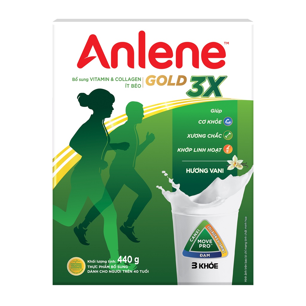 Sữa Bột Anlene Gold MovePro Hương Vani Hộp Giấy 440g (3 Khỏe Cơ, Xương, Khớp - Dành cho người trên 40 tuổi)