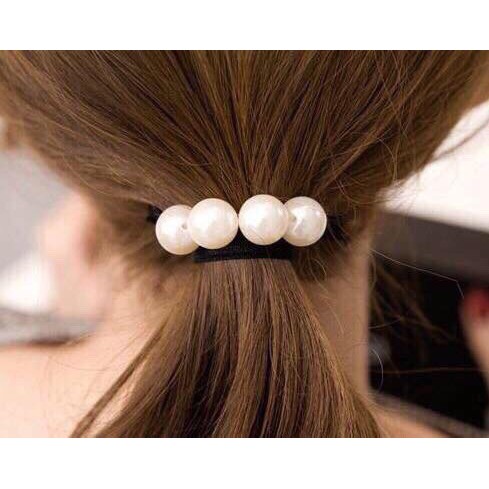 (HCM)Dây Thun Buộc Tóc Đính Ngọc Trai Nhân Tạo