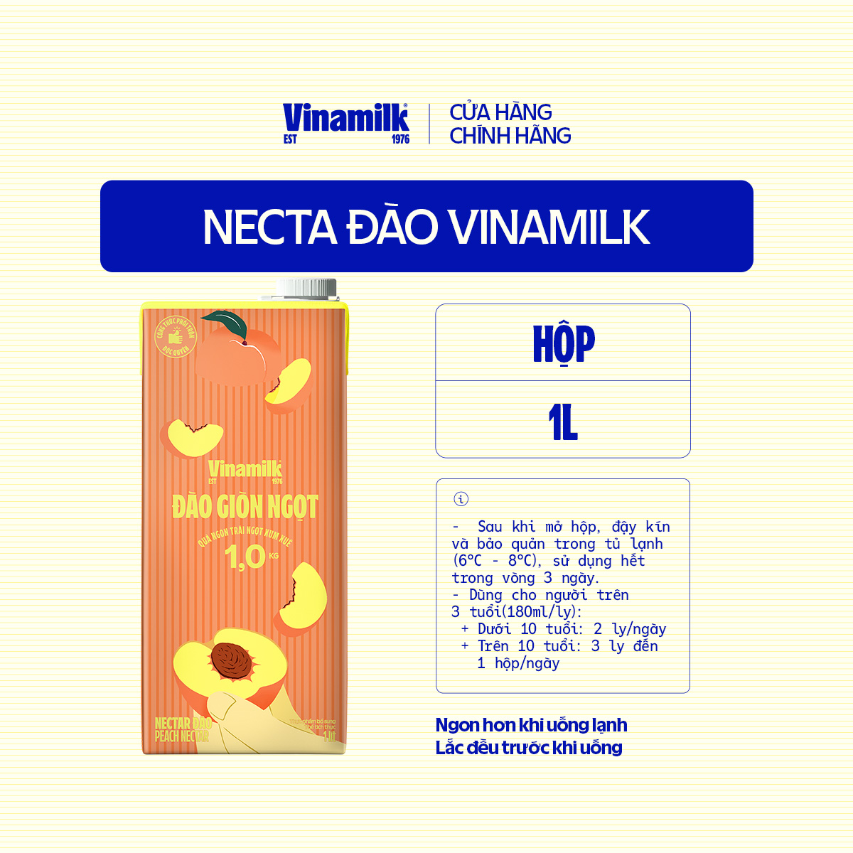 1 Hộp Nước Necta Đào Vinamilk - Hộp giấy 1L