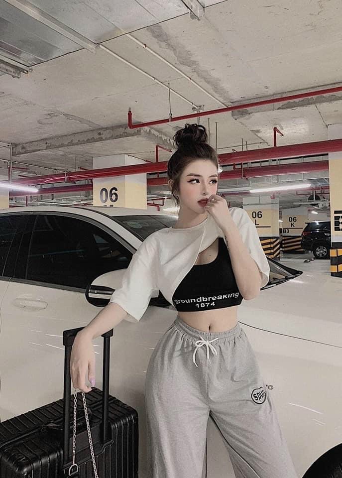 [HCM]Set Áo Croptop Ôm Cá Tính Kèm Bra nữ chất conton 79k