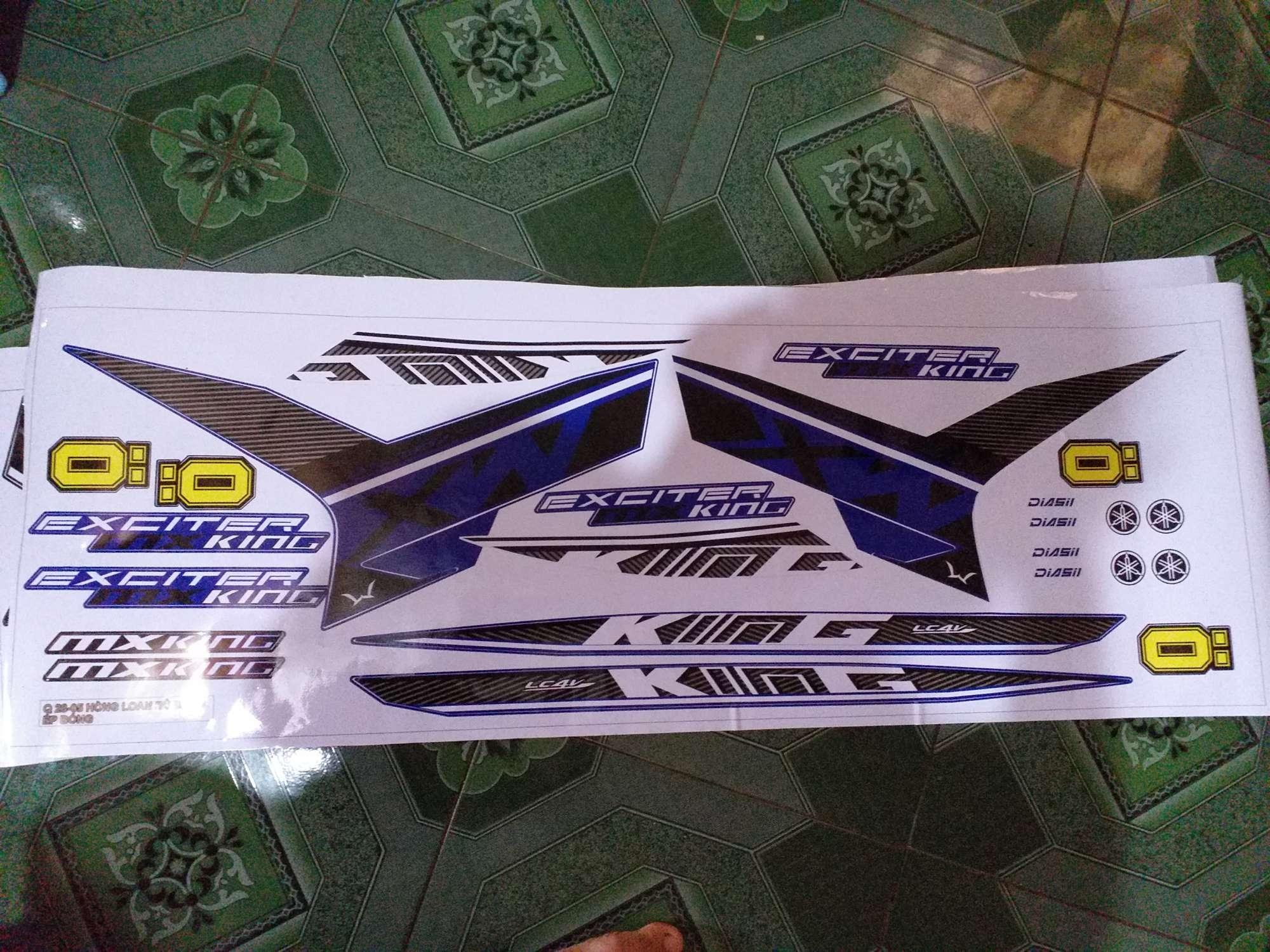 tem rời ex 150 mẫu mxking dán cho xe xanh da trời