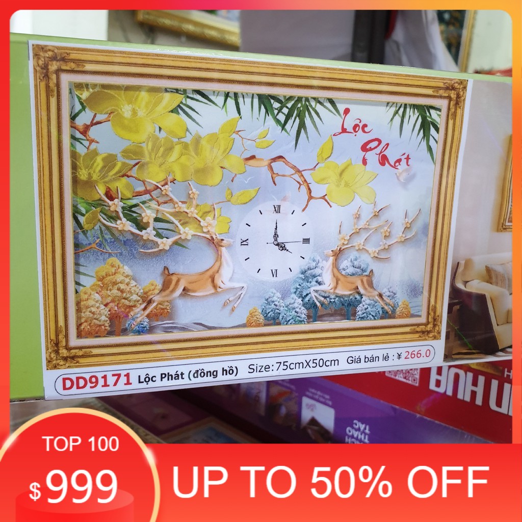 Tranh đính đá lộc phát . kích thước: 75cm x 50cm