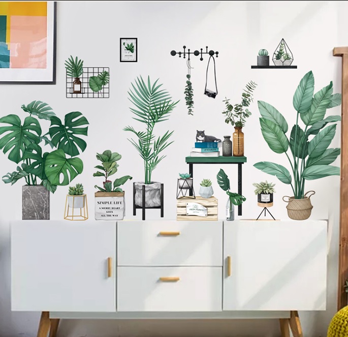 Decal dán tường Chậu cây nhiệt đới số 2 - C2 - vivadecal