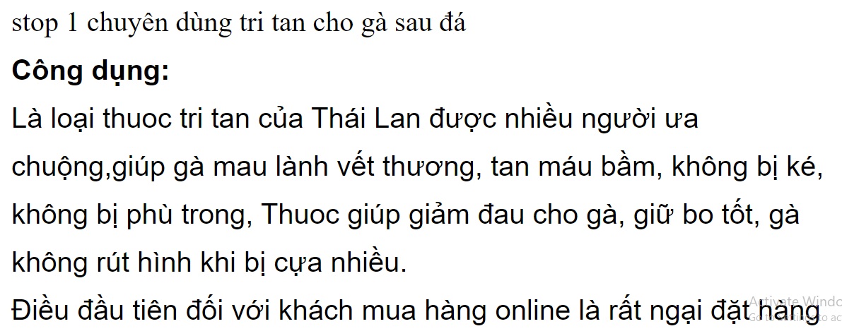 stop 1 (stop1) tri tan cho gà sau đá chai 10ml [ShopGaVip]