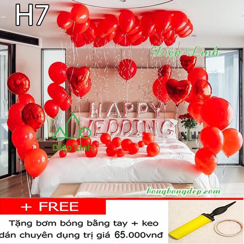 Sét bong bóng cưới trang trí nhiều mẫu tặng kèm bơm keo - diệp linh