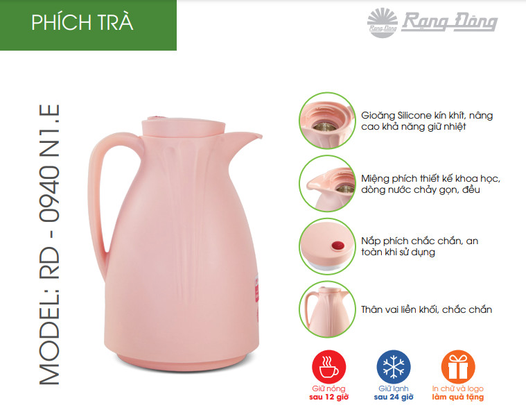 Phích Đựng Nước, Bình Trà Cao Cấp 900ml Rạng Đông RD 0940 N1.E