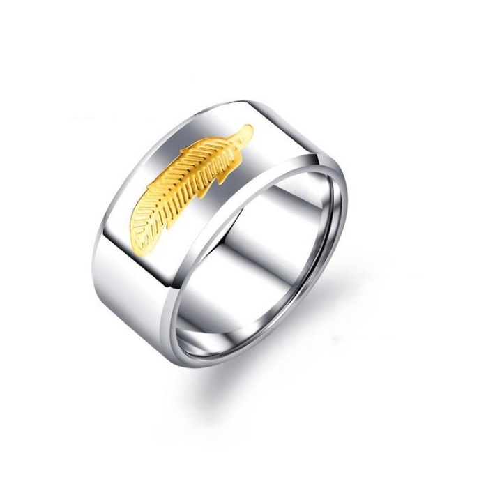 Nhẫn Nam Khắc Hình Chiếc Lá Titan Ko Đen TT 1385