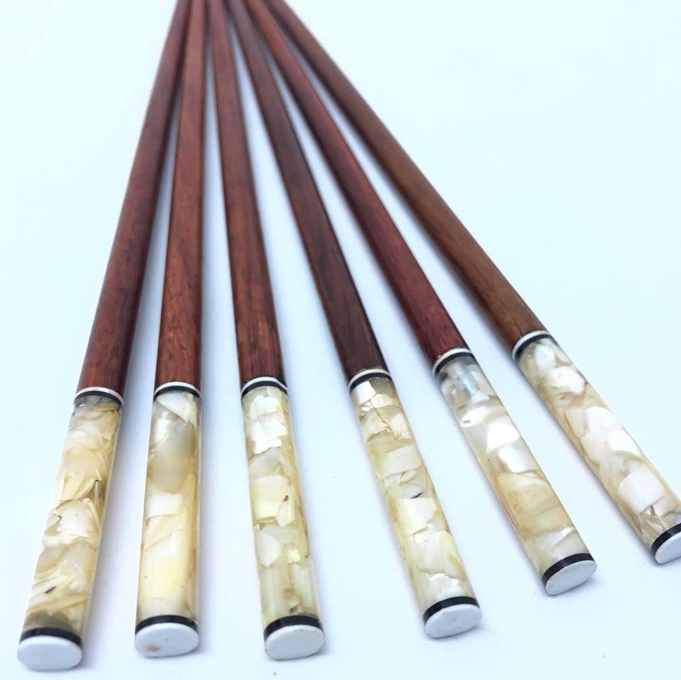 Bộ 10 đôi đũa ăn gỗ tự nhiên Cẩm Lai đầu cẩn trai