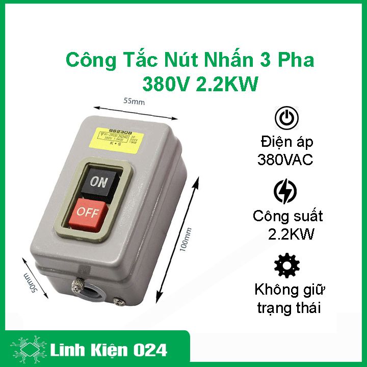 Công tắc nút nhấn 3 pha 380v 2.2kw bs216b