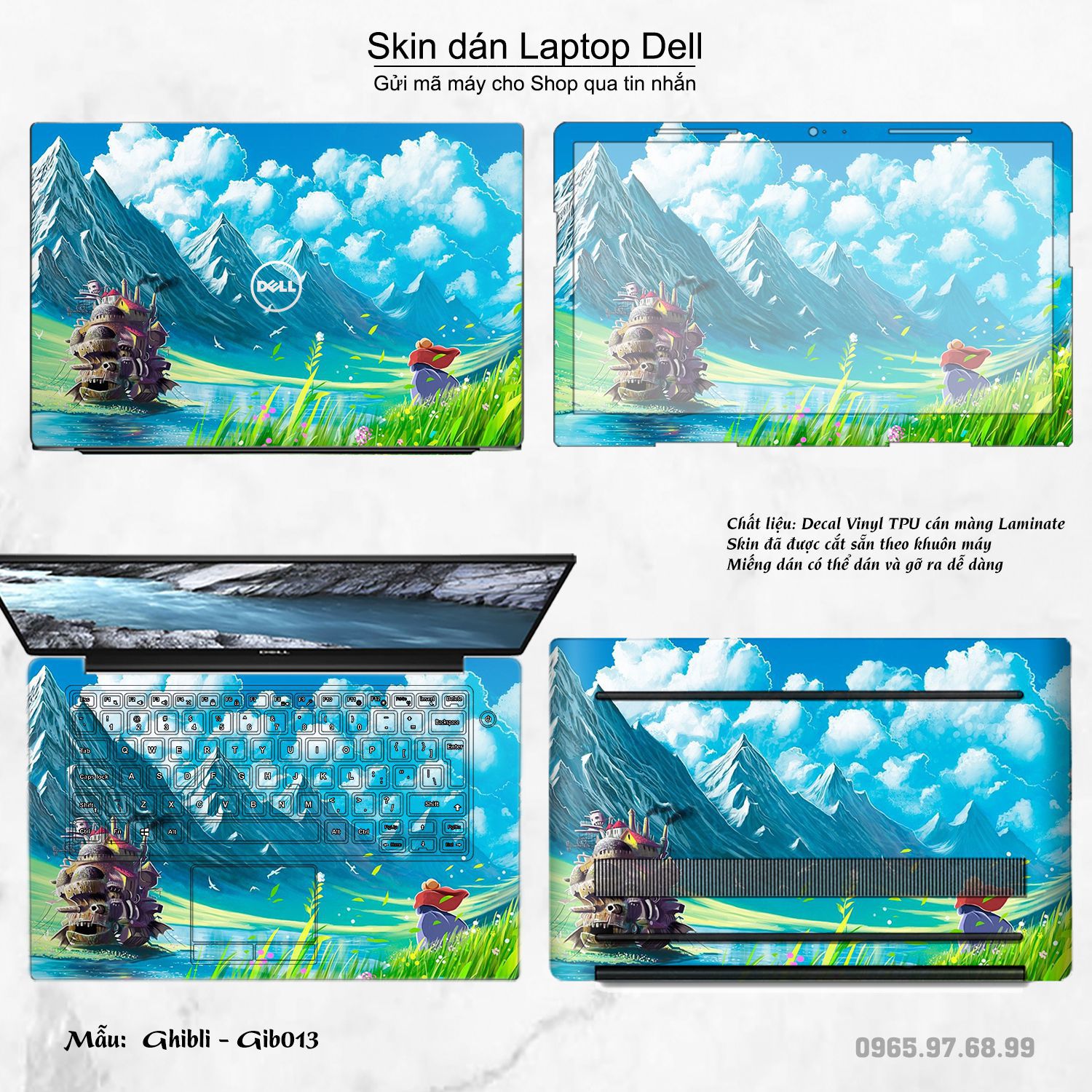 Decal Skin dán Laptop Dell mẫu Ghibli Studio (inbox mã máy cho shop)