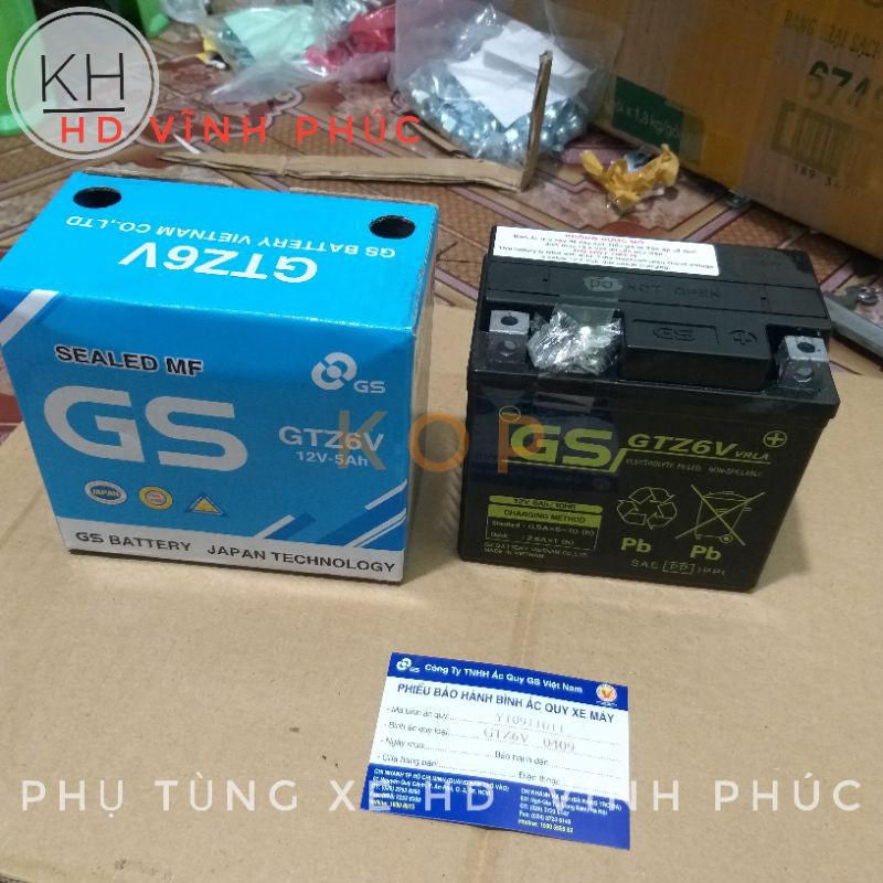 Bình Ắc Quy Khô GS GTZ6V (12V-5Ah) ( 112×70×105 - Dài× rộng× cao) -7%