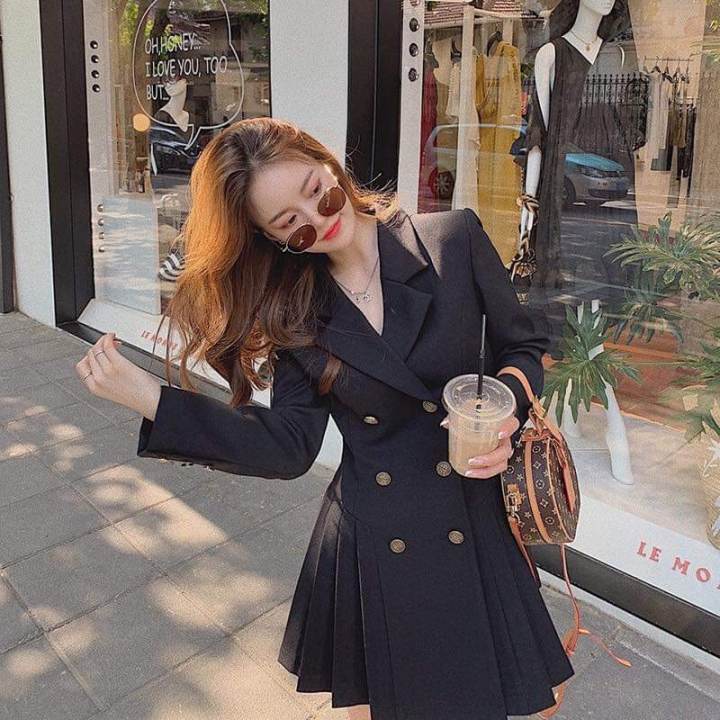 Đầm vest nữ xếp ly HB thiết kế sang trọng đủ size D004 – No Brand >>> top1shop >>> lazada.vn