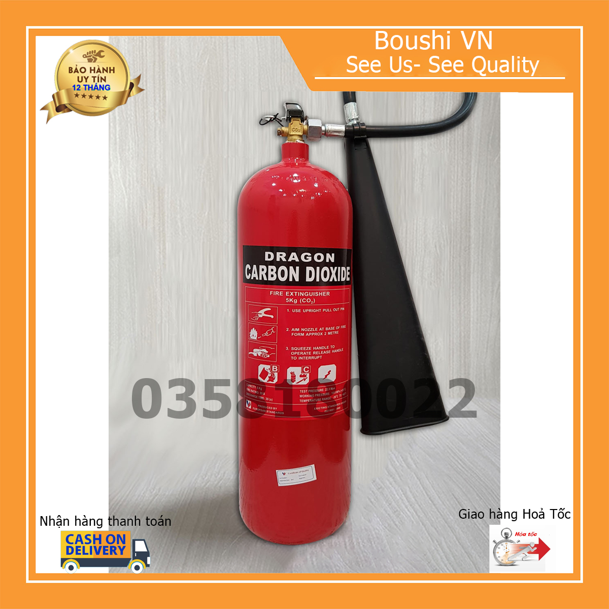 Bình chữa cháy 5KG CO2 MT5 có kiểm định Dragon
