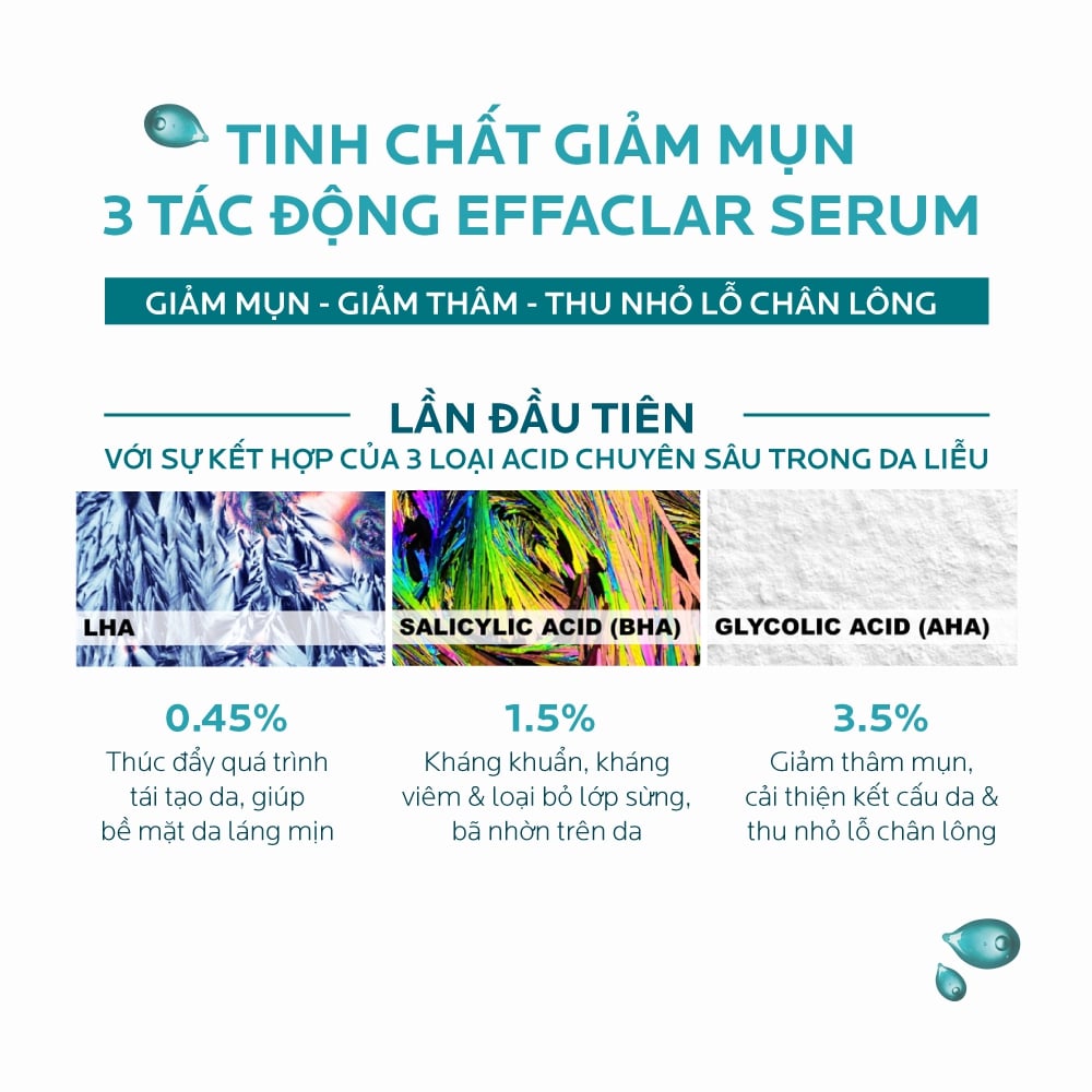 Tinh Chất La Roche Posay Effaclar Serum 3 Tác Động Giảm Mụn, Thâm Sau Mụn Và Lỗ Chân Lông To 30ml