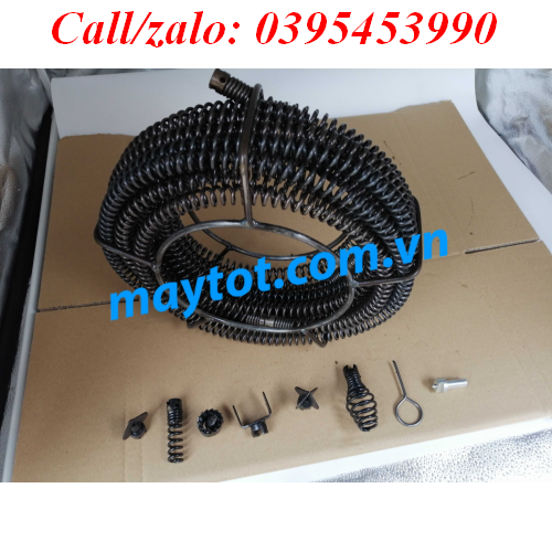 [HCM]dây thông tắc cống lò xo phi 16 dùng máy khoan( dài 6m+1 bộ đầu thông+1 đầu kết nối )