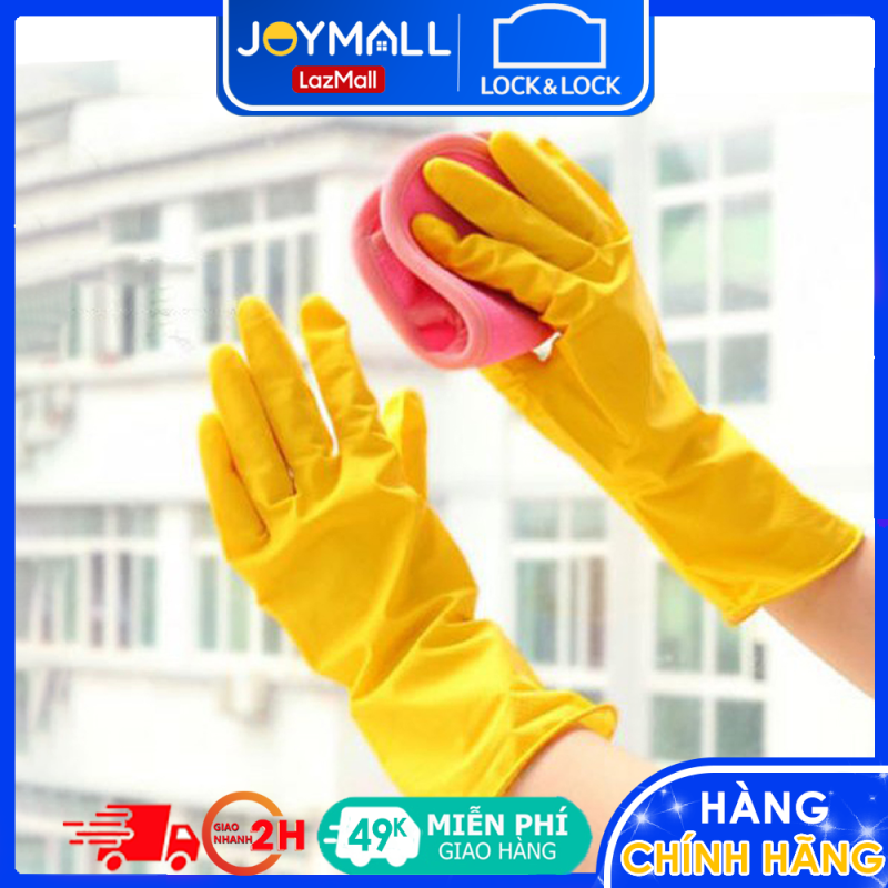 Găng tay rửa chén cao su tự nhiên Lock&Lock ETM803Y ETM804Y, Hàng chính hãng - JoyMall