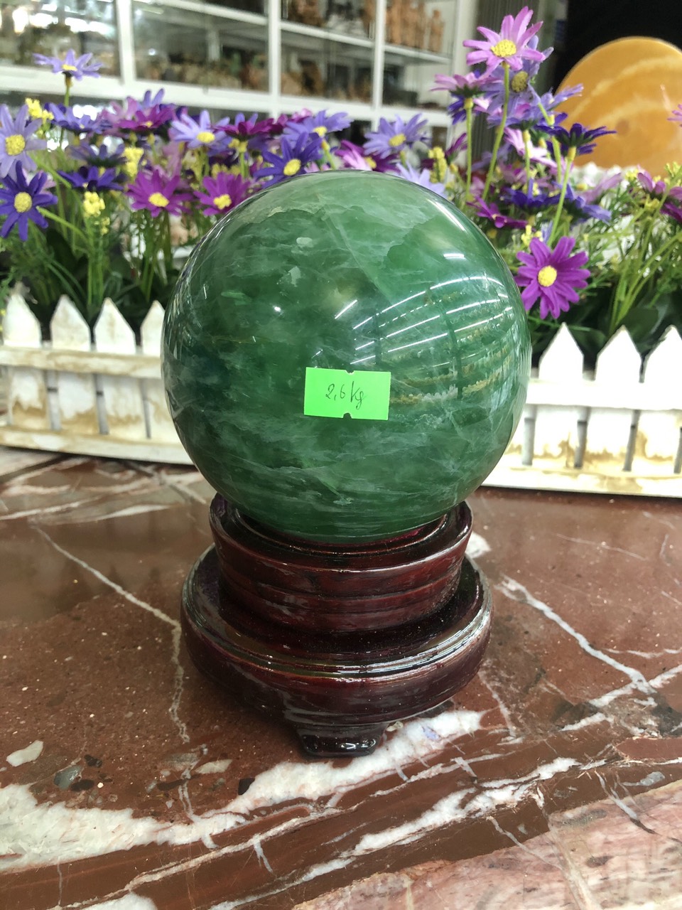 Quả cầu phong thủy đá thạch anh xanh - Đường kính 10,8 cm; 10,9 cm; 11,1 cm; 11,3 cm và 11,4 cm