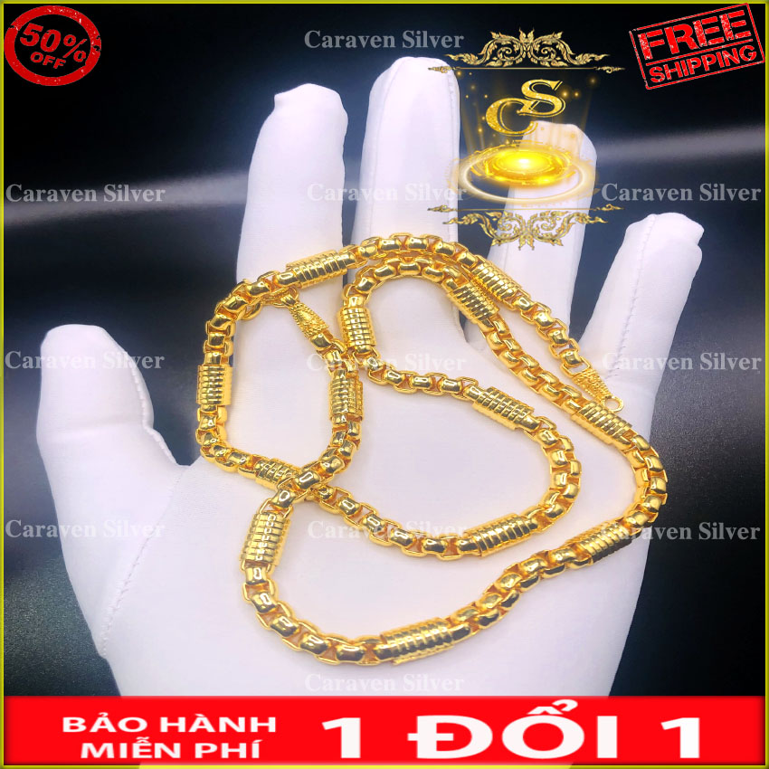 Dây chuyền nam ống mạ vàng 18k - Kích thước 60cm,kiểu của các tiệm vàng, công nghệ xi hiện đại - Caraven silver - QC - Dây chuyền mạ vàng, day chuyen ma vang, dây chuyền nam, day chuyen nam, dây chuyền vàng, day chuyen vang