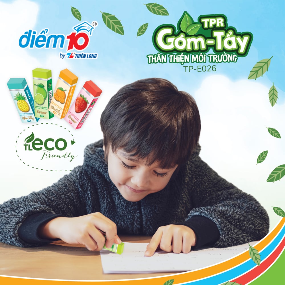 Gôm tẩy không độc hại Thiên Long Điểm 10 TP-E026