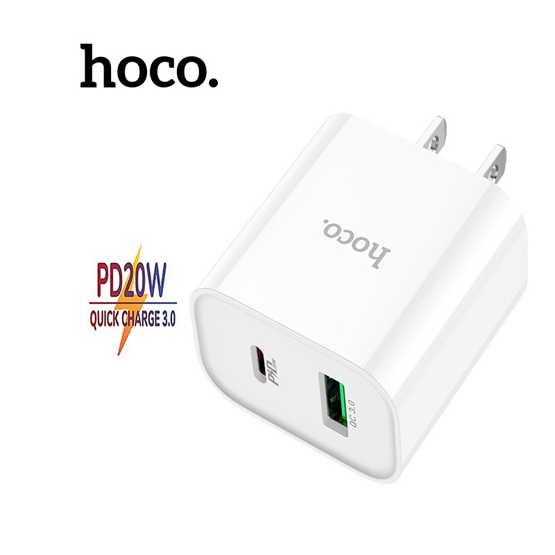 Cóc sạc nhanh hoco c80 plus pd20w+qc3.0 2 cổng sạc usb và type-c