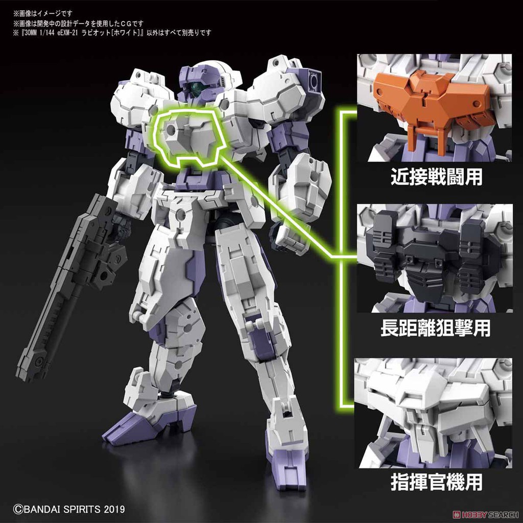 Mô Hình Lắp ráp Bandai 30MM eEXM-21 Rabiot - White