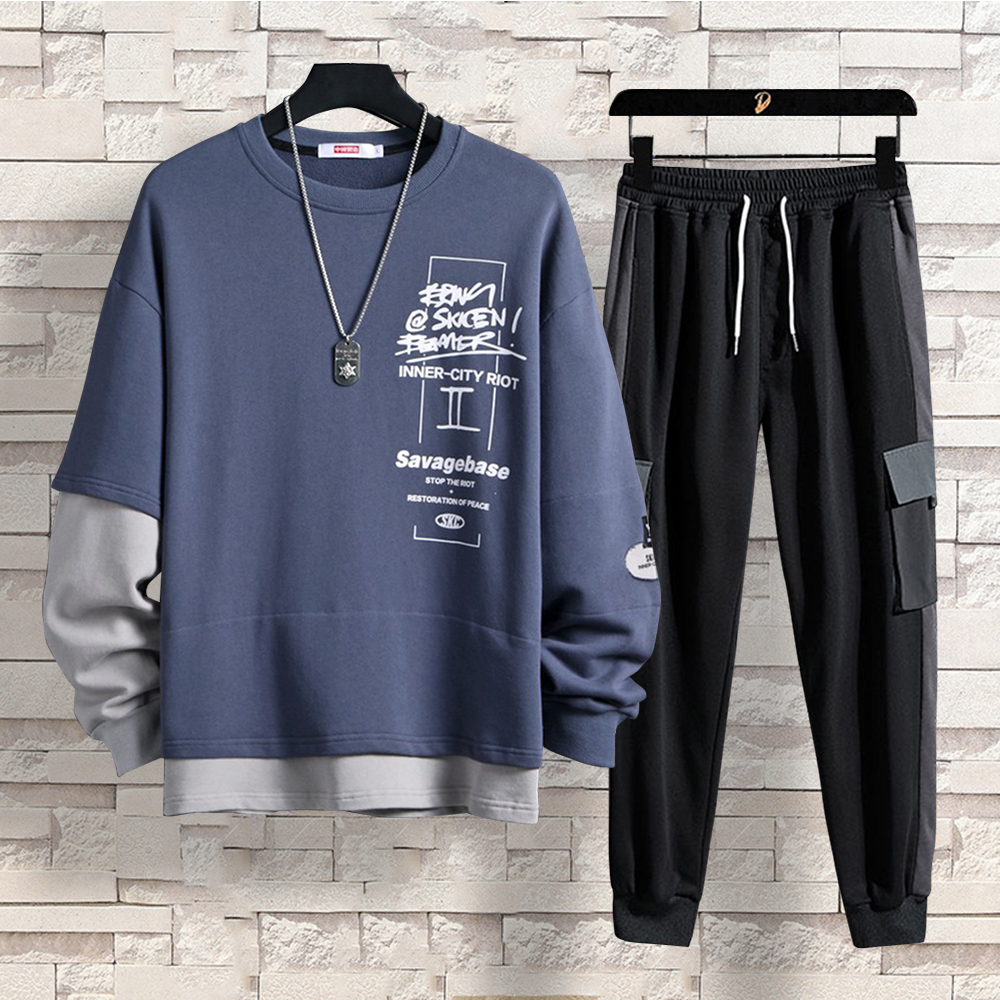 Set Bộ Quần Áo Nỉ Nam Áo Nỉ Phối Kiểu Cách Kết Hợp Với Quần Jogger Túi Hai Bên Bo Ống Năng Động Thời Trang 4MENHN SET NAM 90000155C
