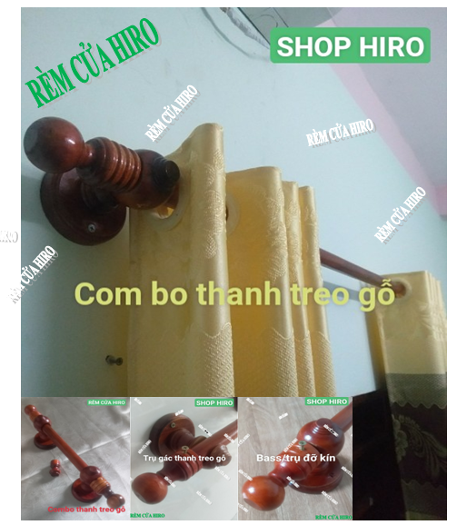 Thanh treo rèm màn cửa gỗ 1.2m