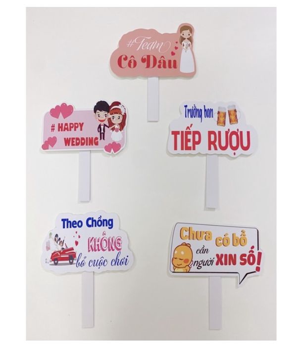 combo 5 hashtag check in đám cưới (có sẵn)
