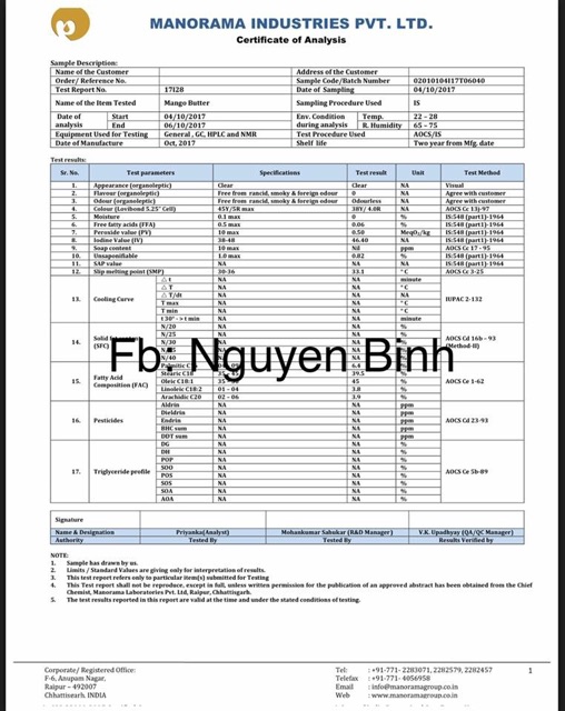 Bơ Xoài Ấn Độ