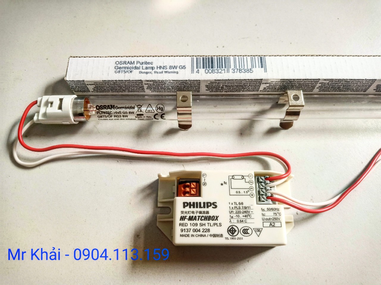 (SALE) Bộ đèn UV diệt khuẩn T5 8W Osram Philips