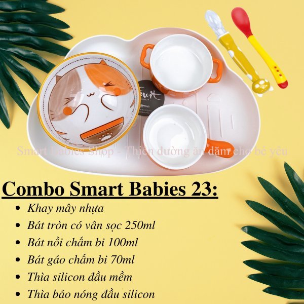 Combo chén sứ nhiều chi tiết cho bé ăn dặm ngon miệng