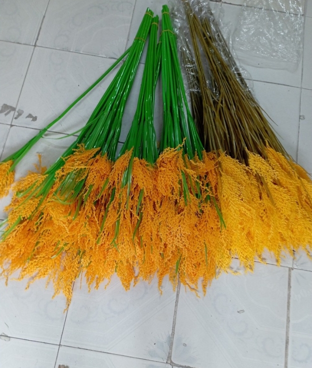 Cành lúa vàng trĩu bông size lớn-bông lúa giả decor - Thân lá vàng